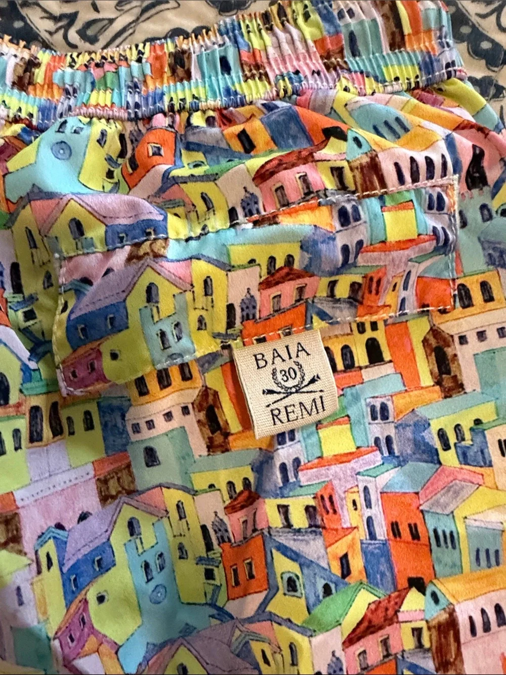 Boys Baia Positano Printed Swim Trunks - Multicolor. Medium
